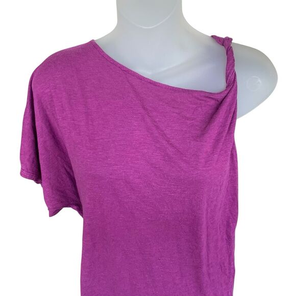 Michael Stars Asymmetric Shoulder T-Shirt Women's Modal Supima Purple One Size - Picture 3 of 7